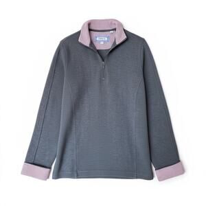 Orvis Signature Softest Quarter Zip Sweatshirt Fold Split Cuffs, Size S, Gray